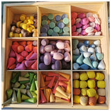 Children Rainbow Wood Blocks Loose Parts Toy Mushrooms Montessori Wooden Droplets Jigsaw