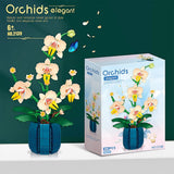 Building Blocks Orchid Flowers Bouquet Flower Blocks Bonsai Plant Model Bricks Romantic DIY Home Decoration Toy for Kids Gift